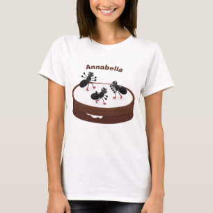 Happy ants ice skating on cookie cartoon T-Shirt
