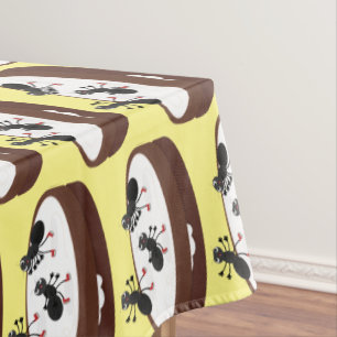 Happy ants ice skating on cookie cartoon tablecloth