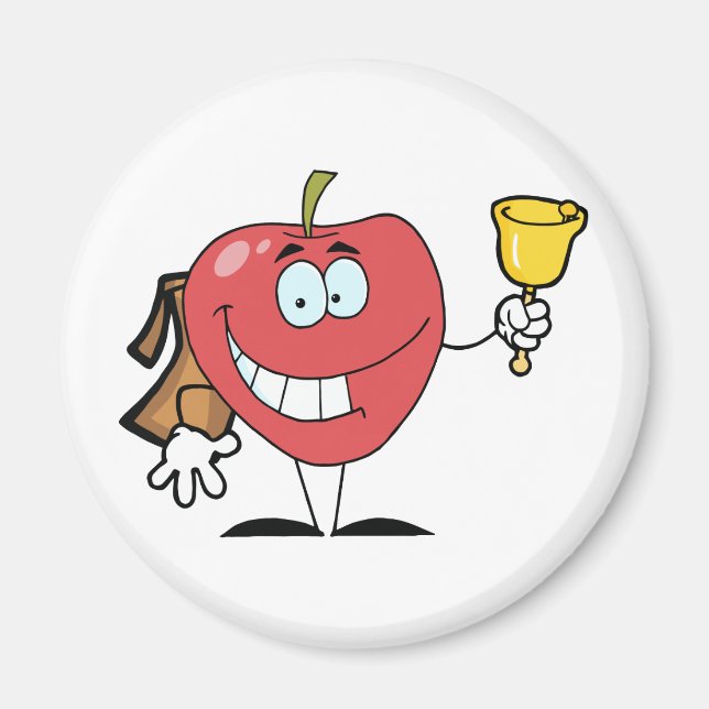 Happy Apple Ringing A Bell For Back To School Magnet (Front)