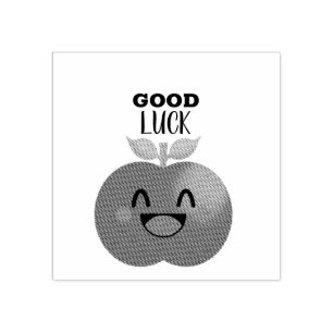 Happy Apple Smile Motivation Good Luck Rubber Stamp