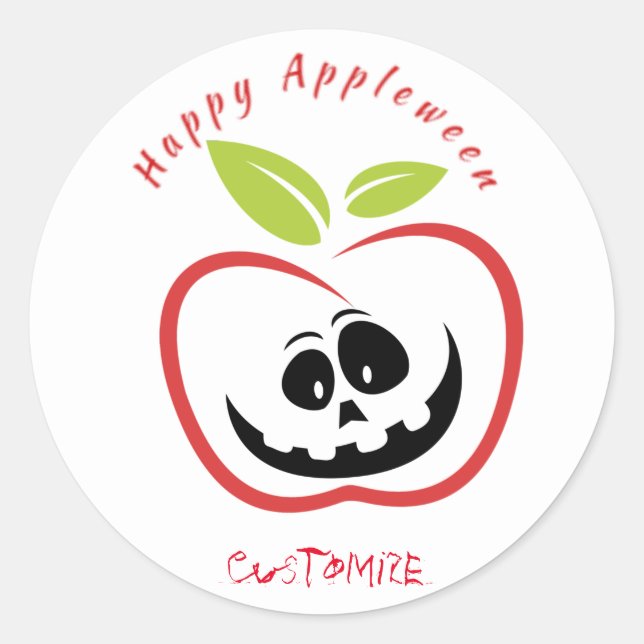 Happy Appleween Jack O'lantern Thunder_Cove Classic Round Sticker (Front)