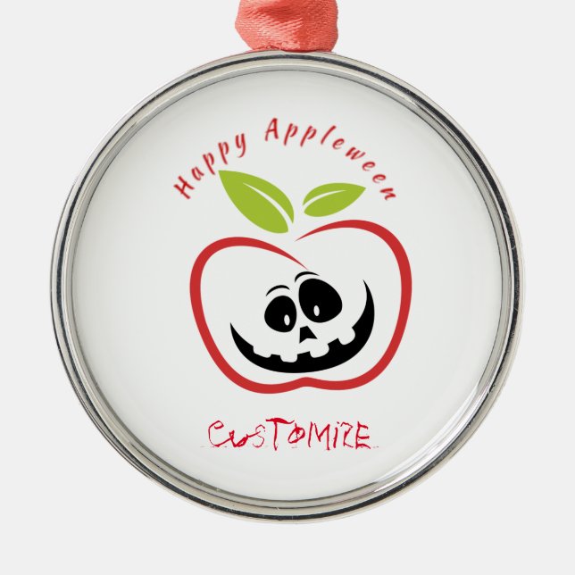 Happy Appleween Jack O'lantern Thunder_Cove Metal Ornament (Front)