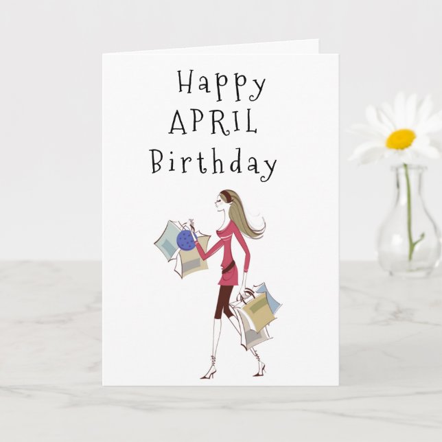 HAPPY ***APRIL*** BIRTHDAY FOR **HER** CARD (Small Plant)