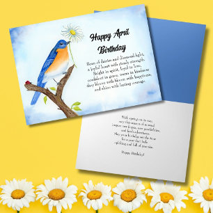  Happy April Birthday with Bluebird Card