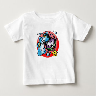Happy Aquarius Purple Cartoon Vase spilling water Baby T-Shirt