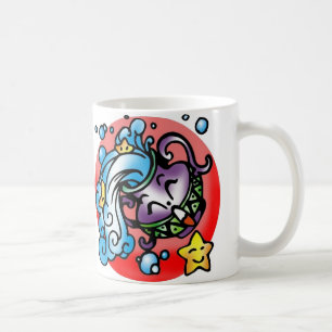 Happy Aquarius Purple Cartoon Vase spilling water Coffee Mug