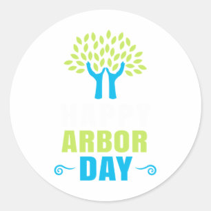 Happy Arbor Day Earth Day Recycling Save Environme Classic Round Sticker