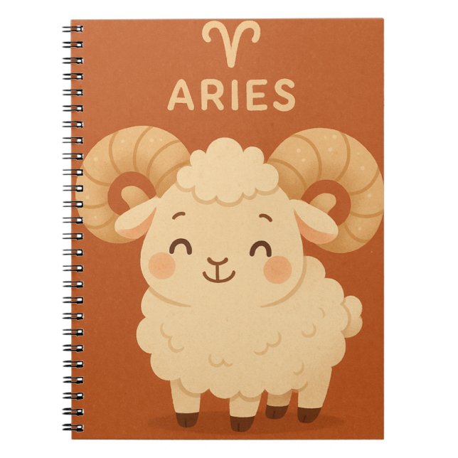 Happy Aries Ram Cute Zodiac Notebook (Front)