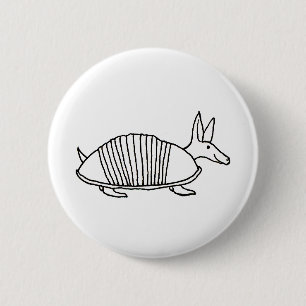 Happy Armadillo unique whimsical line drawing art 6 Cm Round Badge