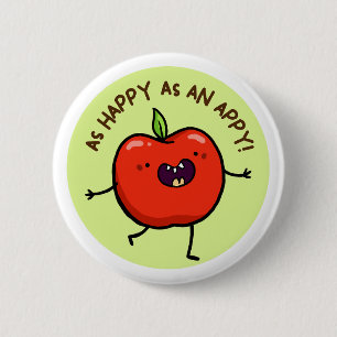 Happy As An Appy Fruit Button Pin