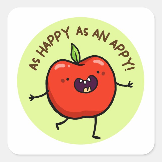 Happy As An Appy Fruit Sticker (Front)