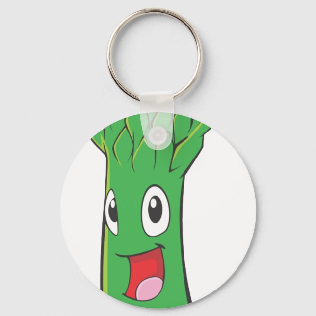 Happy Asparagus Vegetable Key Ring (Front)