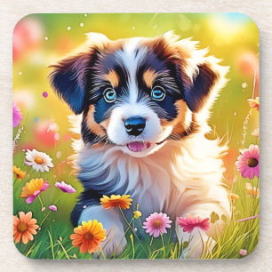 Happy Aussie Puppy Design Coaster