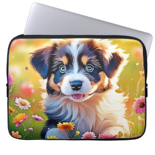 Happy Aussie Puppy Design Laptop Sleeve