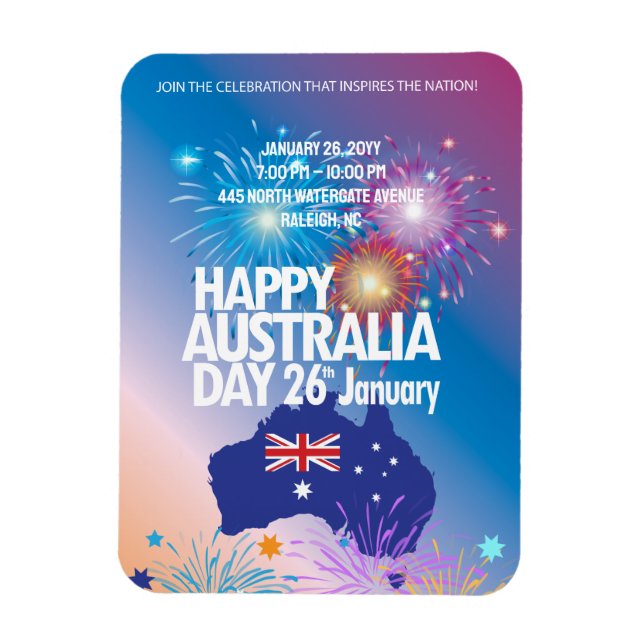 Happy Australia Day 26th January Firework Festival Magnet (Vertical)