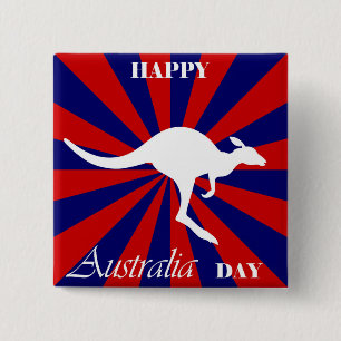 Happy Australia Day Australian Kangaroo 15 Cm Square Badge