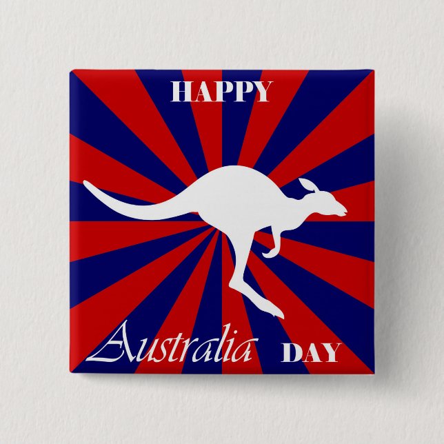 Happy Australia Day Australian Kangaroo 15 Cm Square Badge (Front)