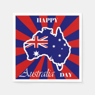 Happy Australia Day Australian Map Flag Napkin
