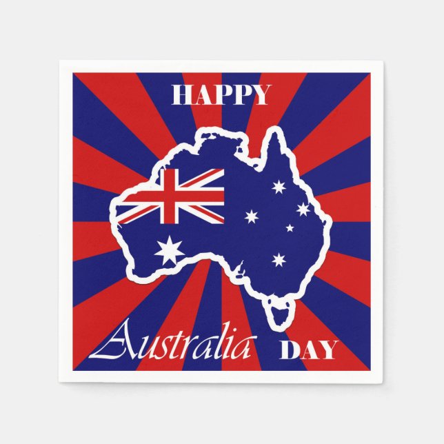 Happy Australia Day Australian Map Flag Napkin (Front)