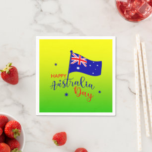 Happy Australia Day Flag Green Gold Small Napkin