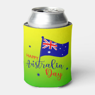 Happy Australia Day Flag Green Gold Stubby Holder