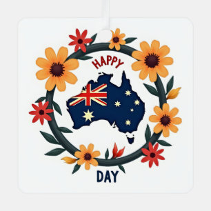 Happy Australia Day Metal Tree Decoration