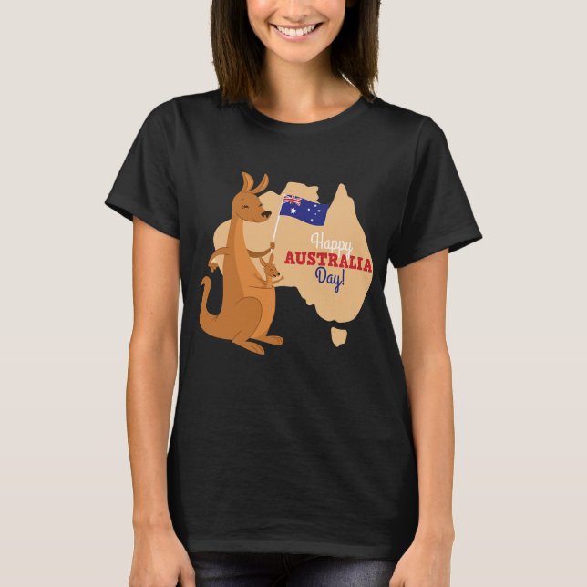 Happy Australia Day Shirt Funny Kangaroo T-shirt (Front)