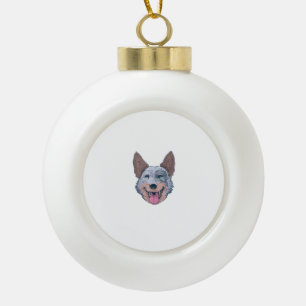 Happy Australian Cattle Dog Ceramic Ball Christmas Ornament