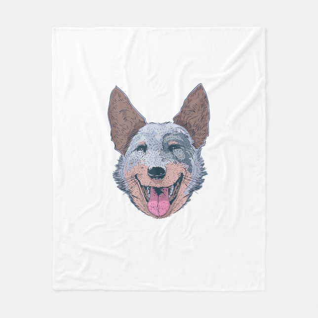 Happy Australian Cattle Dog  Fleece Blanket (Front)