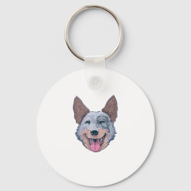 Happy Australian Cattle Dog  Key Ring (Front)