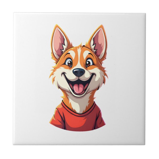 Happy Australian Cattle Dog Tank Top Ceramic Tile (Front)
