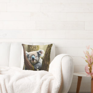 Happy Australian Koala Bear In Tree, Cushion
