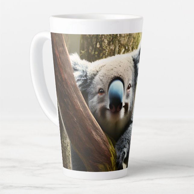 Happy Australian Koala Bear In Tree, Latte Mug (Left Angle)