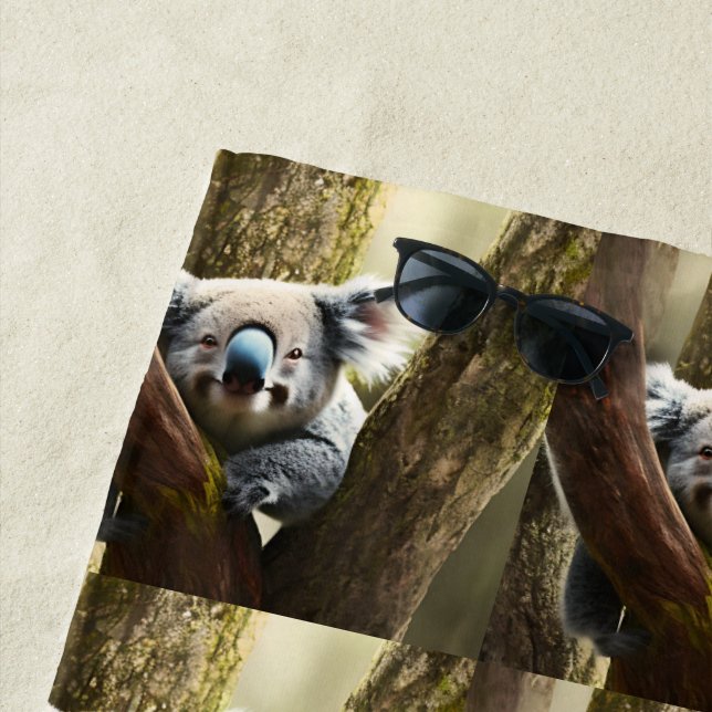 Happy Australian Koala In Tree, Beach Towel (In Situ)