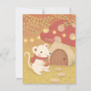 Happy Autumn Days with Mouse Postcard