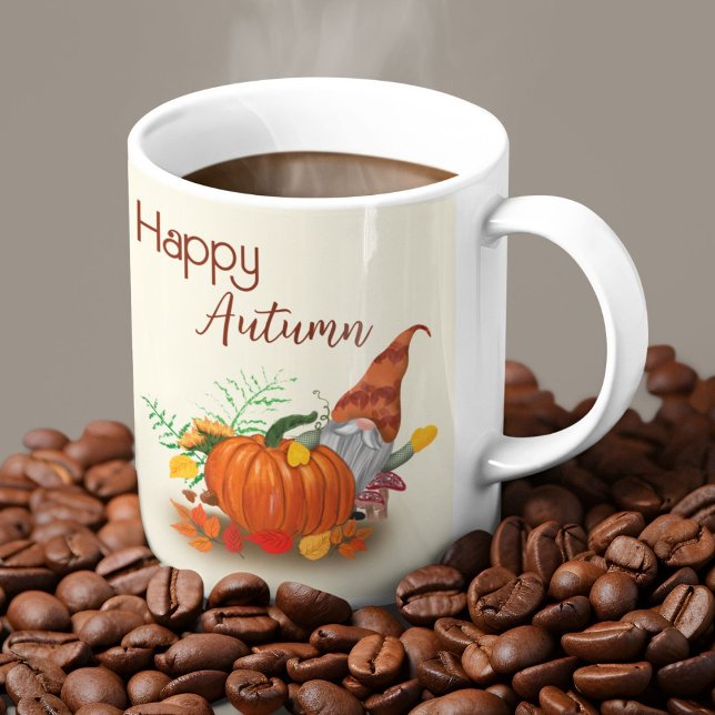 Happy Autumn Gnome Minimalist Party Coffee Mug (Creator Uploaded)