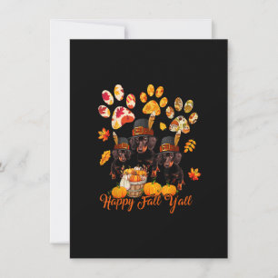Happy Autumn Y'all Thanksgiving Three Dachshund Do Invitation