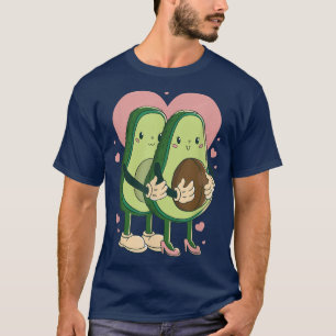 Happy Avocado Couple Food Berry Love Heart  T-Shirt