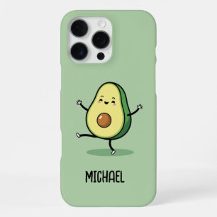 Happy Avocado Cute Bold Outline iPhone 16 Pro Max Case