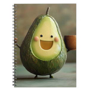 Happy Avocado Enjoying a Cup of Tea Notebook