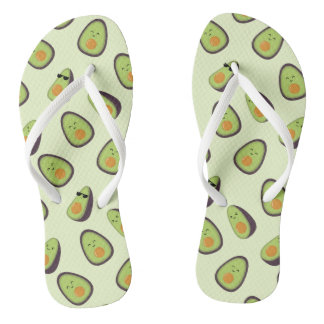 Happy Avocados Kawaii Adult Flip flops