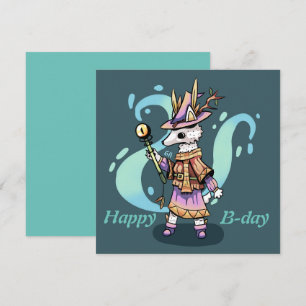 Happy B-day birthday card fantasy wool