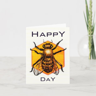 Happy B day Honey bees orange yellow fun birthday Invitation