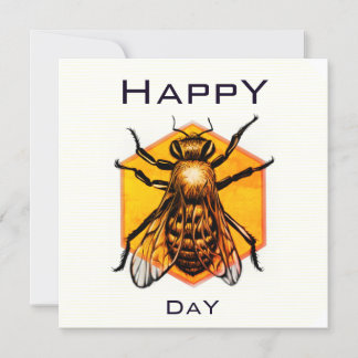 Happy B day Honey bees orange yellow fun birthday Invitation