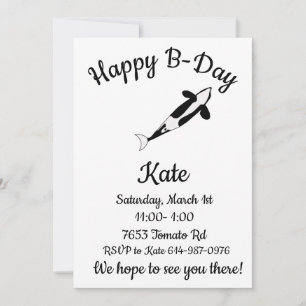 Happy B-day Orca Whale Invitation
