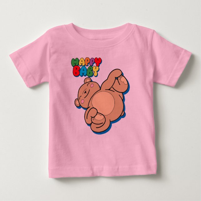 Happy Baby by Yoga Teddy Bear Baby T-Shirt (Front)