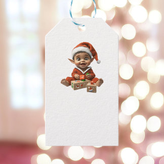 Happy Baby Christmas Elf White Gift Tags