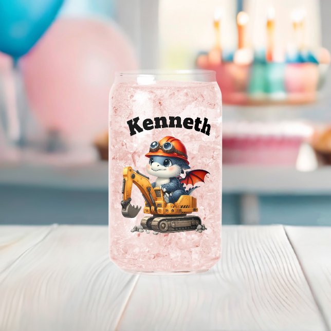 Happy baby dragons at construction site can glass (Insitu (Baby Shower))