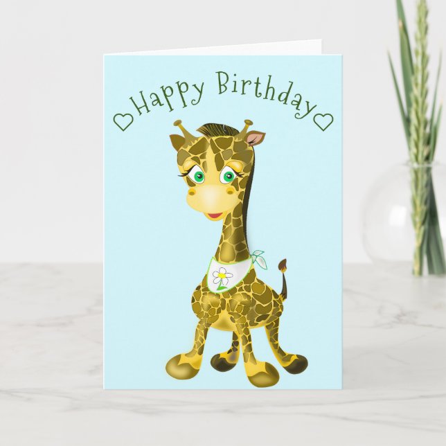 Happy Baby Giraffe Birthday Card (Front)
