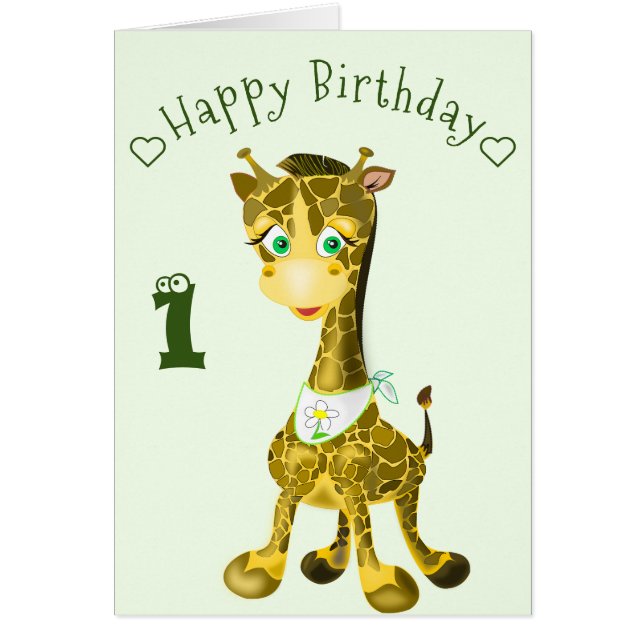 Happy Baby Giraffe Funny Birthday Card  (Front)